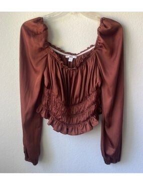 Bar III Copper Smocked Peasant Blouse